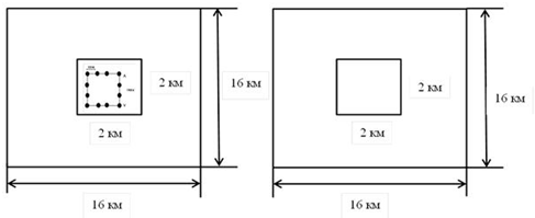 Фотопробы с кластером полевых пробных площадей (слева) и без (справа). Пробные площади предназначены для оценки точности дешифрирования фотопроб