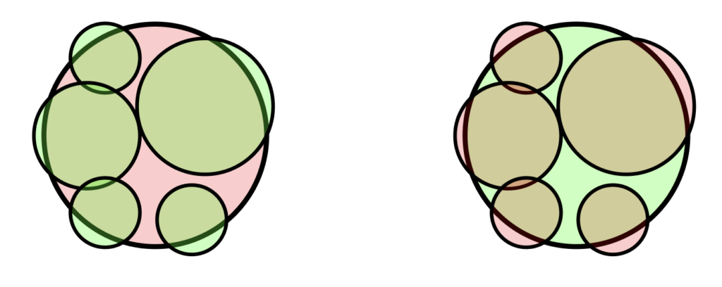 Figure 5. Filtering options for overlapping crowns with different confidence levels (green segments are saved in the final list, whereas red ones are removed).